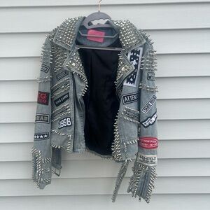 AZALEA WANG Studded Denim Jacket Medium
